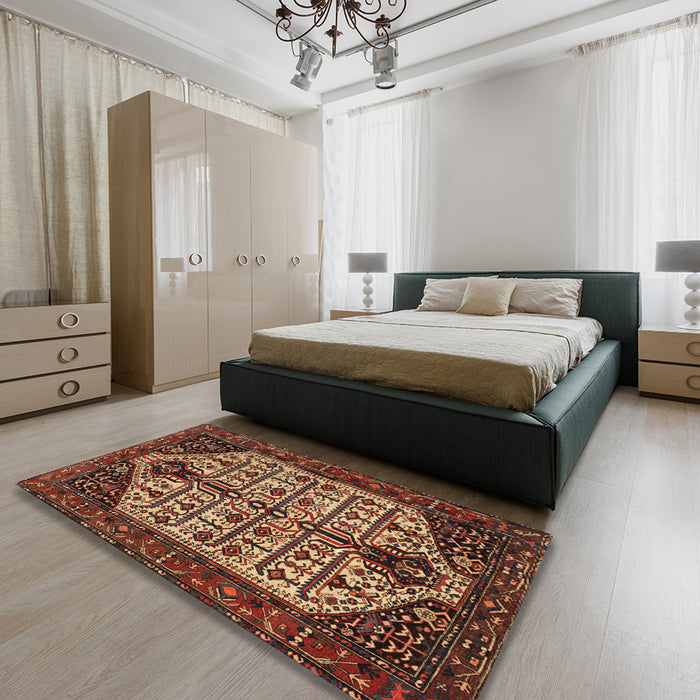 Traditional Saffron Red Persian Rug in a Bedroom, tr35