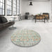 Round Traditional Gunmetal Gray Persian Rug in a Office, tr3600