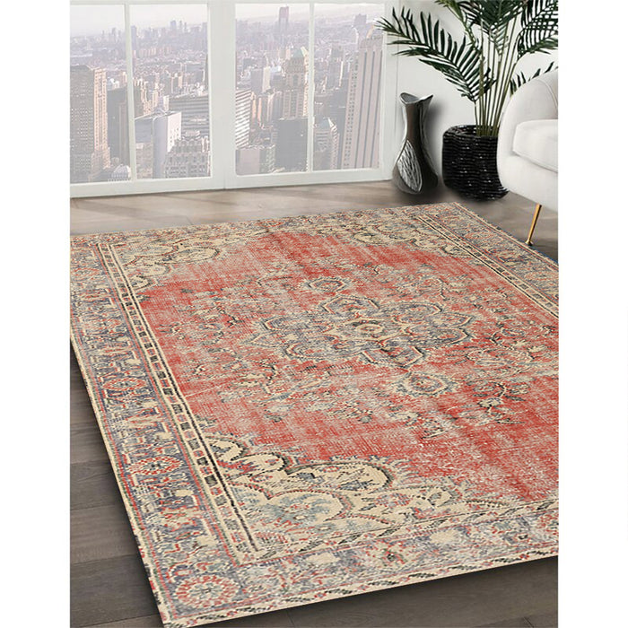 Machine Washable Traditional Rust Pink Rug in a Family Room, wshtr3601