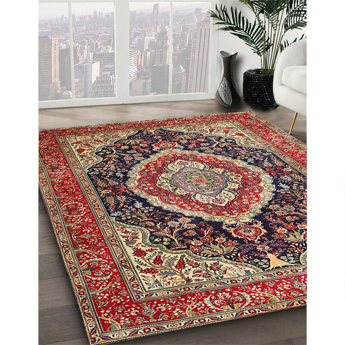 Traditional Fire Brick Red Persian Rug in Family Room, tr3603
