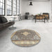 Round Machine Washable Traditional Brown Rug in a Office, wshtr3604