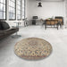 Round Machine Washable Traditional Brown Rug in a Office, wshtr3606