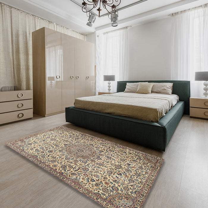 Machine Washable Traditional Brown Rug in a Bedroom, wshtr3606