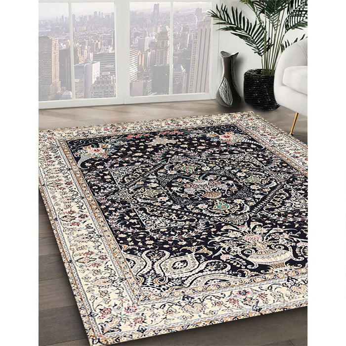 Machine Washable Traditional Taupe Brown Rug in a Family Room, wshtr360