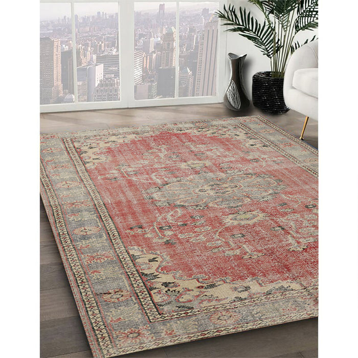 Machine Washable Traditional Rust Pink Rug in a Family Room, wshtr3610