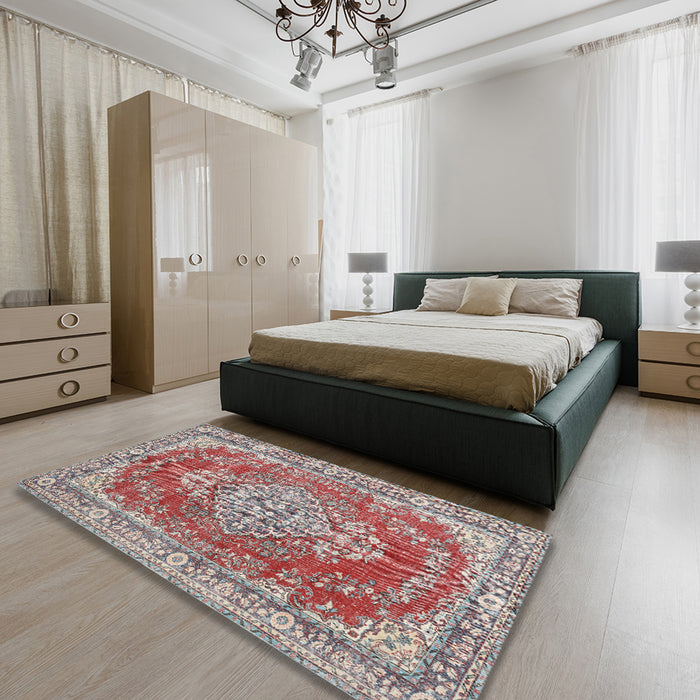 Traditional Cherry Red Persian Rug in a Bedroom, tr3611