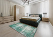 Machine Washable Traditional -Sea Green Rug in a Bedroom, wshtr3612