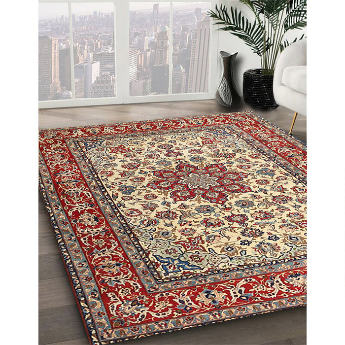 Traditional Fire Brick Red Persian Rug in Family Room, tr3613