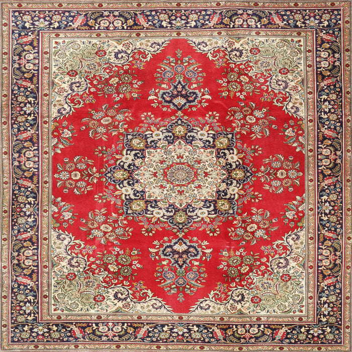 Round Machine Washable Traditional Red Rug, wshtr3615