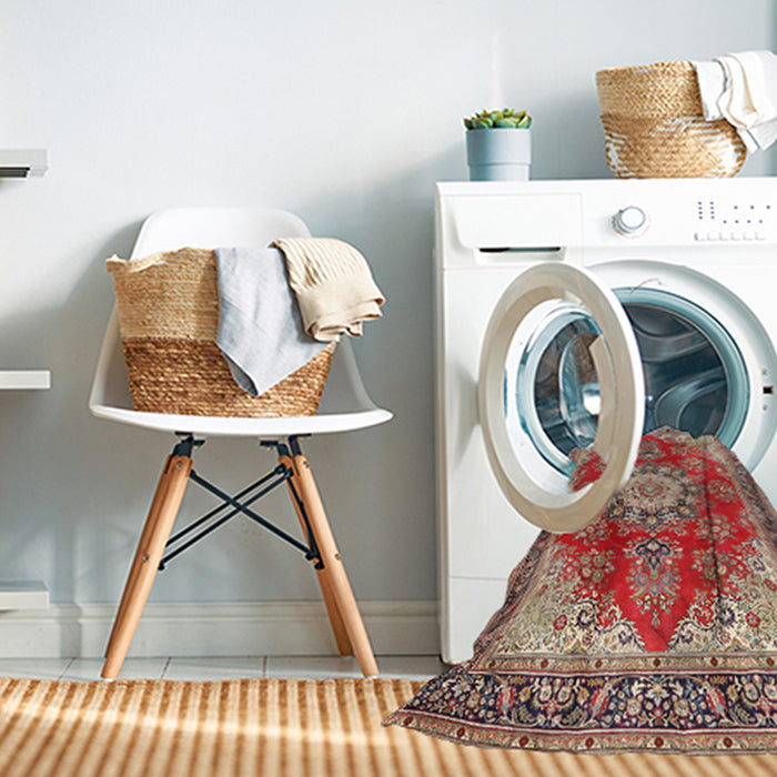 Machine Washable Traditional Red Rug in a Washing Machine, wshtr3615