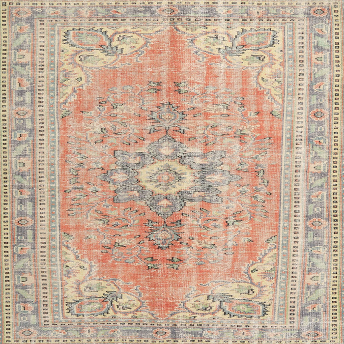 Square Traditional Orange Salmon Pink Persian Rug, tr3616