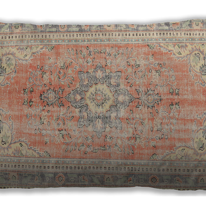 Traditional Classic Rectangular Orange Salmon Pink Lumbar Throw Pillow, 13 inch by 19 inch, lbtr3616