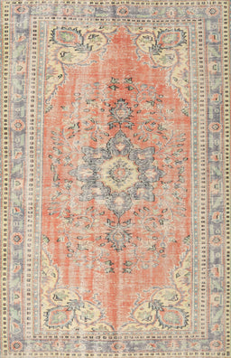 Machine Washable Traditional Orange Salmon Pink Rug, wshtr3616
