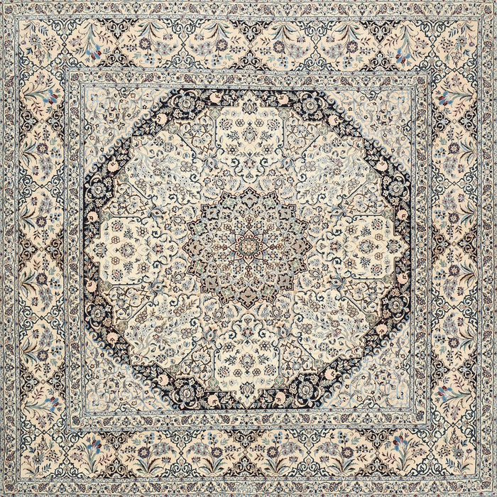 Square Traditional Wheat Beige Medallion Rug, tr361