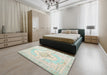 Machine Washable Traditional Sage Green Rug in a Bedroom, wshtr3621
