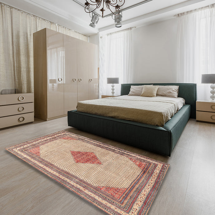 Machine Washable Traditional Cherry Red Rug in a Bedroom, wshtr3622
