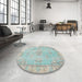 Round Machine Washable Traditional Magic Mint Green Rug in a Office, wshtr3623