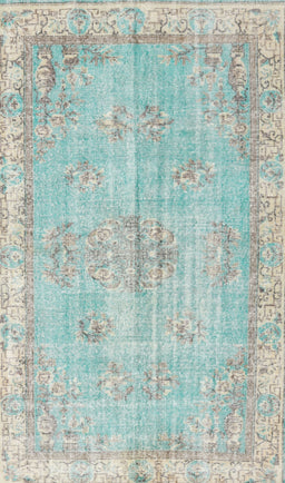 Machine Washable Traditional Magic Mint Green Rug, wshtr3623