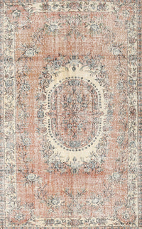 Machine Washable Traditional Orange Salmon Pink Rug, wshtr3624