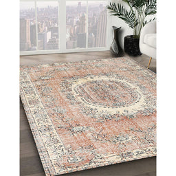 Machine Washable Traditional Orange Salmon Pink Rug in a Family Room, wshtr3624