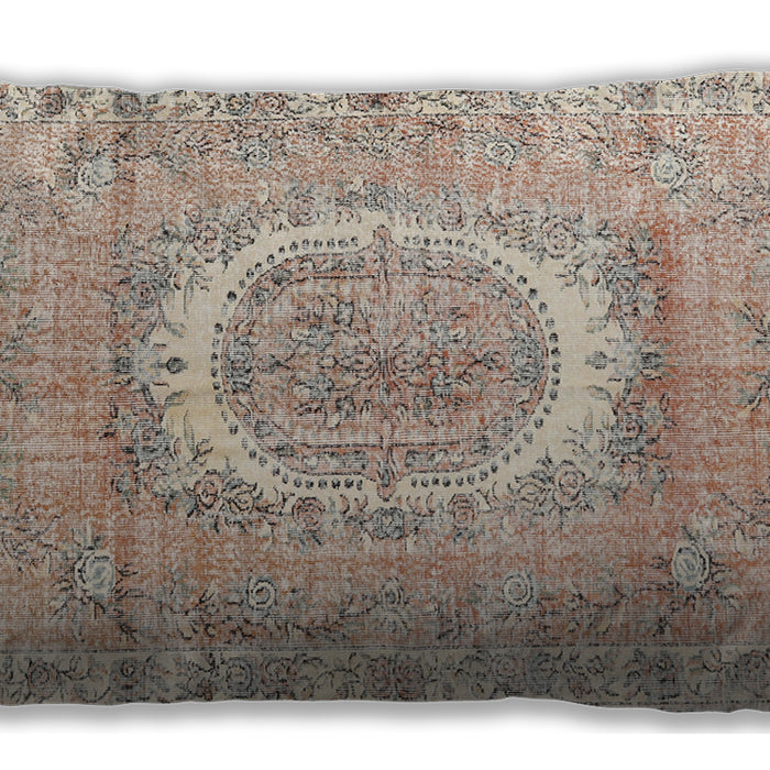 Traditional Classic Rectangular Orange Salmon Pink Lumbar Throw Pillow, 13 inch by 19 inch, lbtr3624