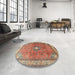 Round Machine Washable Traditional Fire Brick Red Rug in a Office, wshtr3625