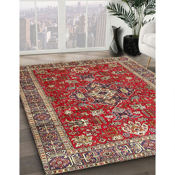 Traditional Camel Brown Persian Rug in Family Room, tr3626