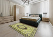 Traditional Metallic Gold Persian Rug in a Bedroom, tr3627