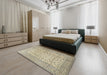 Machine Washable Traditional Khaki Gold Rug in a Bedroom, wshtr3629