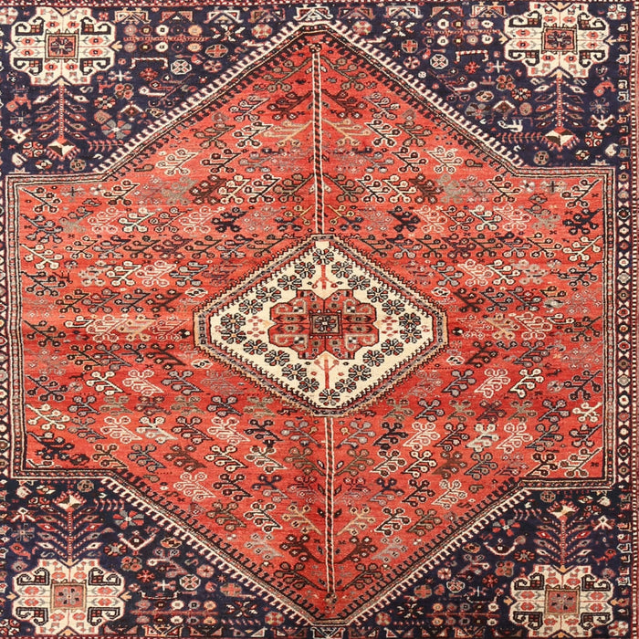 Square Traditional Saffron Red Persian Rug, tr3630