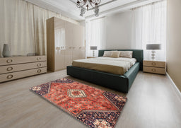 Traditional Saffron Red Persian Rug in a Bedroom, tr3630