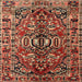 Square Traditional Saffron Red Persian Rug, tr3631