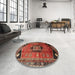 Round Traditional Rust Pink Persian Rug in a Office, tr3633