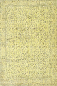 Machine Washable Traditional Metallic Gold Rug, wshtr3636