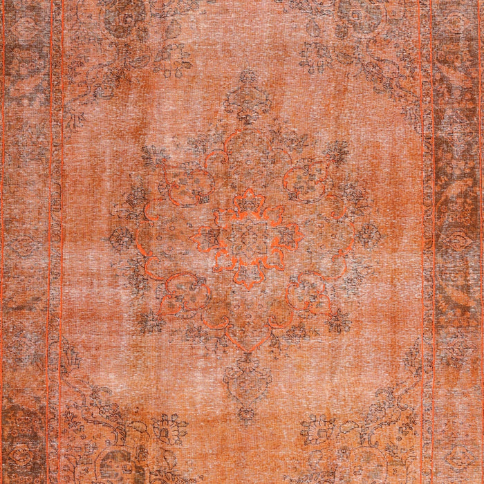 Machine Washable Traditional Orange Red Rug, wshtr3637