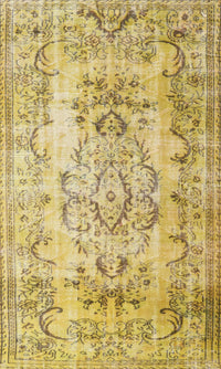 Machine Washable Traditional Chrome Gold Yellow Rug, wshtr3638