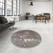 Round Machine Washable Traditional Rosy Pink Rug in a Office, wshtr3639