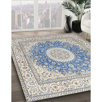 Traditional White Gold Medallion Rug, tr363