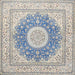 Square Traditional White Gold Medallion Rug, tr363