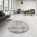 Round Machine Washable Traditional Grey Gray Rug in a Office, wshtr3640