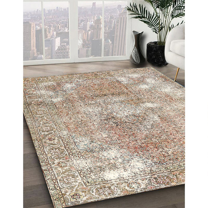 Machine Washable Traditional Dark Almond Brown Rug in a Family Room, wshtr3641