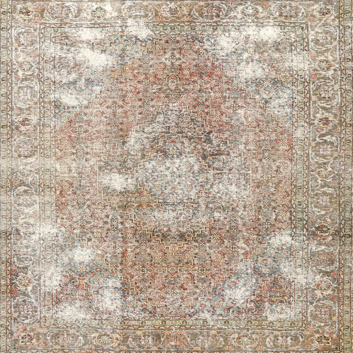 Square Traditional Dark Almond Brown Persian Rug, tr3641
