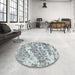 Round Machine Washable Traditional Silver Gray Rug in a Office, wshtr3644