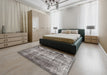 Machine Washable Traditional Gray Rug in a Bedroom, wshtr3645