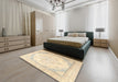 Traditional Golden Blonde Gold Persian Rug in a Bedroom, tr3646