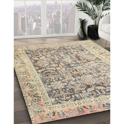 Traditional Dark Almond Brown Persian Rug in Family Room, tr3647