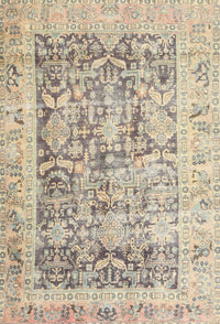 Machine Washable Traditional Dark Almond Brown Rug, wshtr3647