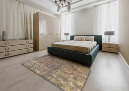 Traditional Brown Persian Rug in a Bedroom, tr3649