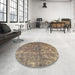 Round Traditional Brown Persian Rug in a Office, tr3649