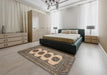 Machine Washable Traditional Coffee Brown Rug in a Bedroom, wshtr364